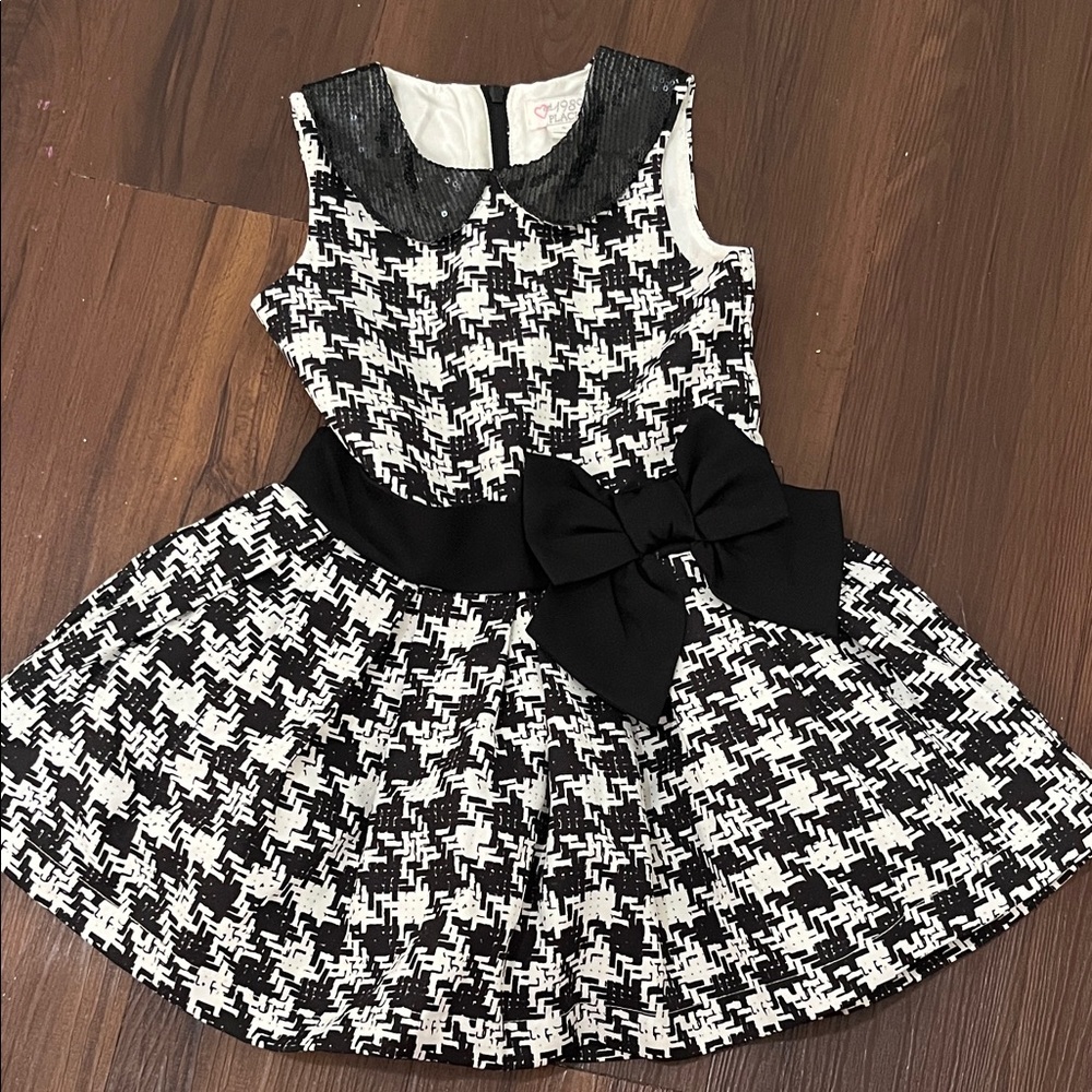 The Children's Place Black and White Houndstooth Dress